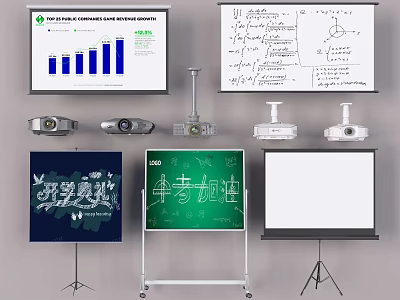 Projection Monitoring System With Projectors Surveillance Cameras Projection Screens Whiteboards And Data 3d model