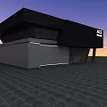 ACE RACER Modern Building Exterior With Glass Windows And Sunset Sky