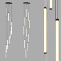 Modern Slim Cylindrical Pendant Lights With Vertical Hanging Design And LED Illumination