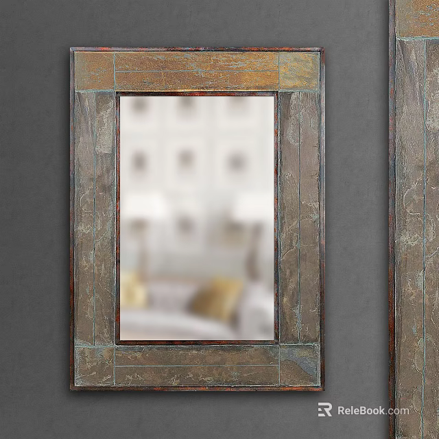 Abstract Painting With Textured Wooden Frame And Modern Contemporary Interior Design 3d model 