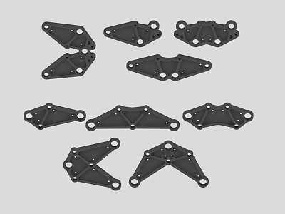 Swing Door Hardware Components Black Metal Structural Parts With Various Shapes 3d model