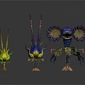 Three Fantasy Creatures With Colorful Spikes And Unique Wing Structures