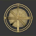 Golden Decorative Sphere Ornament With Metal Rings And Base For Home Decor