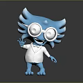 Blue Cartoon Game Movie Character With Large Glasses White Coat And Winged Head