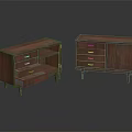 Wooden Entryway And Side Cabinets With Drawers Open Storage And Slim Legs Design