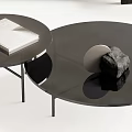 Modern Green Oval And Black Round Coffee Tables With Tray Books Stone Decor