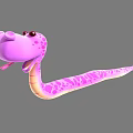 Pink Spotted Cartoon Reptile Snake With Tongue Out And Slender Body On Grey Background