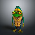 Cartoon Frog Standing Pose With Big Eyes Smiling Face Green And Yellow Body