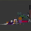 Halloween Themed Building Block Scene Components With Pumpkin Lanterns Ghost Decorations And Tombstone Figures