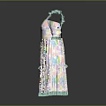 Pastel Tie Dye Off Shoulder Dress With Ruffle Sleeves And Layered Hem