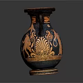 Ancient Greek Amphora Vase With Decorative Plant Motifs In Red And Black Paint