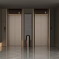 Luxurious Modern Hotel Elevator Lobby With Metallic Doors Elegant Lighting And Marble Floor