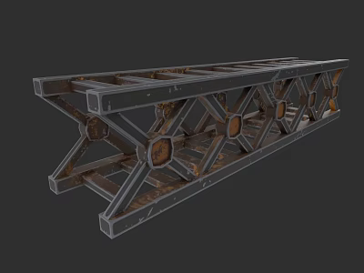 Industrial Metal Railing With Cross Shaped Supports And Decorative Circular Accents 3d model