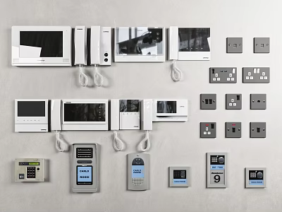 Modern video doorbell panel switch video intercom touch screen switch socket base machine 3d model