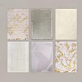 Square Rugs with Marble Patterns Gold Details and Various Textures in Multiple Colors 3d model
