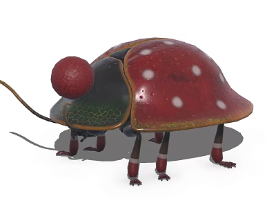 Colorful Flying Insect With Red Spotted Shell Green Body And Red Legs 3d model