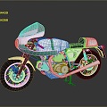 Retro Motorcycle Two Wheels Motocross Motorcycle Road Race Motorcycle 3d model