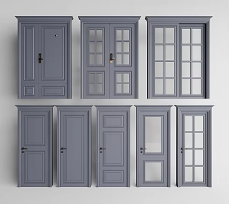 American swing door combination 3d model