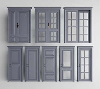 American swing door combination 3d model