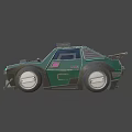 Green Cyberpunk Car With Neon Lights And Futuristic Modified Styling Design