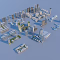 Residential Buildings in 3D Model Urban Cityscape With Various Architectural Structures 3d model