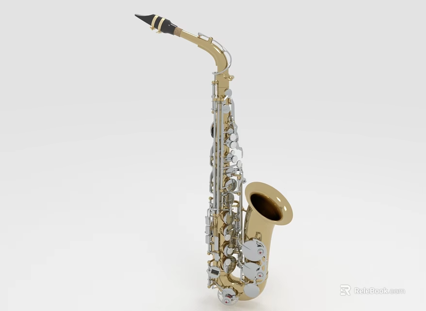 High Quality Gold Brass Saxophone Musical Instrument With Metal Keys And Mouthpiece 3d model 