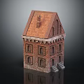 Detached Villa With Red Brick Exterior Brown Tiled Roof Arched Windows And Front Steps