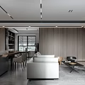 Modern Guest Restaurant Model Room Guest Restaurant Sofa Coffee Table Dining Table and Chair Combination 3d model