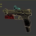 Black Tactical Pistol With Mounted Sight Underbarrel Light And Ergonomic Grip