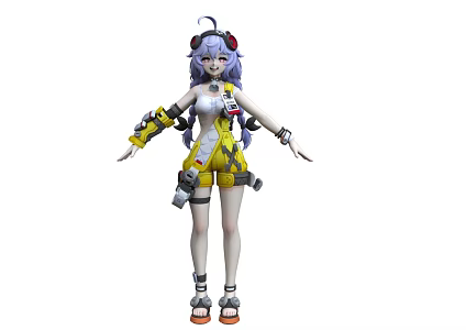 Two-dimensional beauty cartoon beautiful girl three-shading two-material cute girl kawaii girl anime girl 3d model