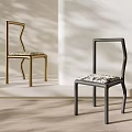 Elegant Curved Metal Frame Dining Chairs With Patterned Fabric Cushions For Modern Luxury Home Decor