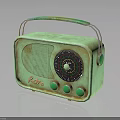 Vintage Green Retro Radio With Classic Design Metal Handle And Round Knobs