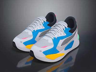 PUMA Multicolor Sports Shoes With Modern Design Reflective Details And Cushioned Sole 3d model