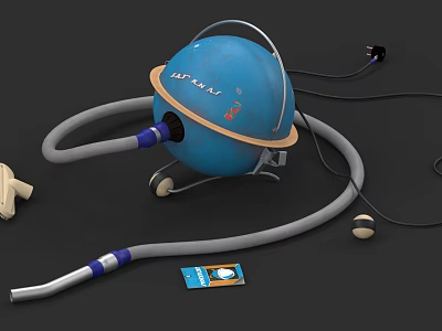 Blue Aspire Vacuum Cleaner With Flexible Hose Wheels And Instruction Card 3d model