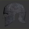 Vintage Metal Helmet Sculpture Carving with Intricate Textured Surface and Classic Design