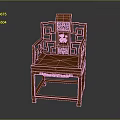 Classic Traditional Chinese Wooden Chair With Intricate Carved Backrest And Armrests