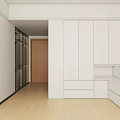 Modern White Wardrobe Interior Design With Multiple Cabinets And Drawers 3d model