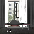 Dark And White Textured Curtains For Modern Window Interior Design