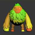 Orange Gorilla Character Figure With Fluffy Mane Gray Face And Standing Pose