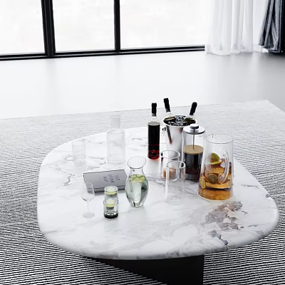 Modern Coffee Table Ornaments Wine Set Books Beverage Coffee Pot 3d model