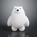 White Cartoon Bear Toy Figure With Black Eyes And Standing Pose On Dark Background 3d model