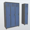 Blue Metal Wardrobe Featuring Three Door And Single Door Design With Vents And Locks