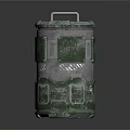 Rustic Green And Silver Metal Container With Glowing Green Panels And Top Handle Design