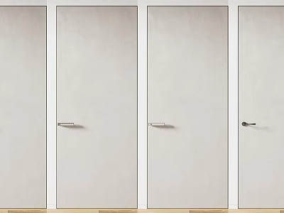 Modern Light Gray Hinged Doors With Minimalist Design And Metal Handles 3d model