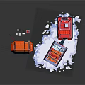 Red Tracked Utility Vehicle Operating On Snowy Terrain With Orange Rescue Equipment 3d model