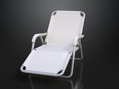 White Modern Chaise Lounge With Metal Frame And Ergonomic Design For Indoor Use 3d model