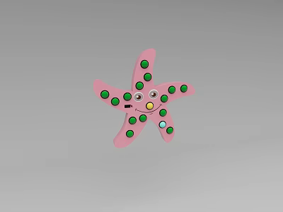 Cute Pink Starfish With Green Dots And Smiling Face Design 3d model