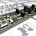 Modern Commercial Complex Urban Planning With High Rise Buildings And Open Plaza Design