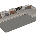 Modern Light Colored Sectional Sofa With Decorative Pillows Coffee Table And Area Rug 3d model