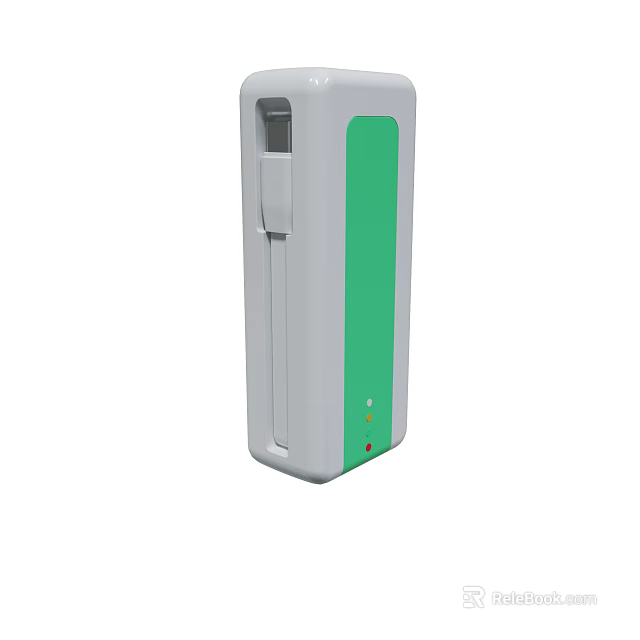 Sleek White And Green Portable Device With Indicator Lights And Top Port 3d model 